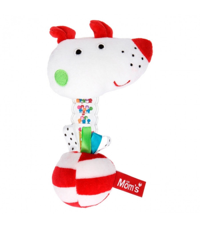 Hencz Toys Edukačná hrkálka psík Momsík - bielo / červený